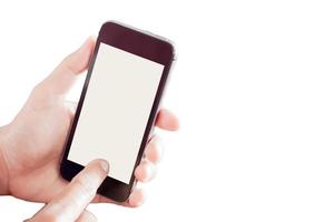 Smartphone-Modell auf weißem Hintergrund foto