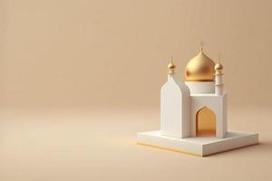 mini leere moschee islamischer minimalistischer 3d-rendering realistischer hintergrund foto