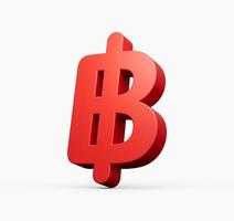 Baht-Symbol, rote 3D-Stil 3D-Illustration foto