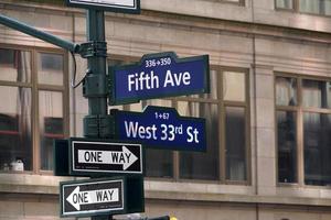 Fifth-Avenue-Schild New York 33rd West foto