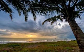 Strandsonnenunterganglandschaft mit Kokospalmen foto