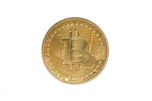 goldenes Bitcoin isoliert auf weißem Hintergrund foto