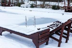 Freibad im Winter Schneefall foto