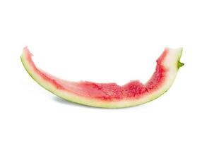 Wassermelonenstummel isoliert auf weißem Hintergrund, Beere wird gegessen foto