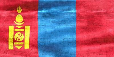 3D-Darstellung einer Mongolei-Flagge - realistische wehende Stoffflagge foto