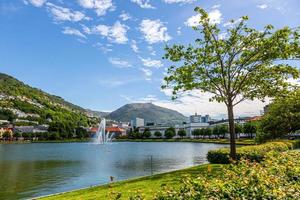 blick über den park lille lungegardsvannet in trondheim im sommer foto