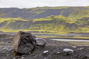 Panoramabild des Svinafelljoekull-Gletschers in Südisland tagsüber foto