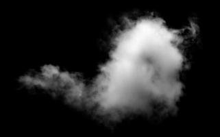 weiße Wolke isoliert auf schwarzem Hintergrund, strukturierter Rauch, Pinseleffekt foto