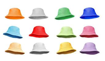 Bucket-Hat-Set isoliert auf weißem Hintergrund foto