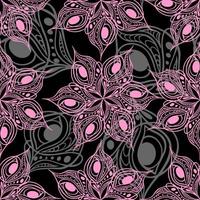 Nahtloses Muster aus abstrakten rosa grauen Grafikelementen auf schwarzem Hintergrund, Textur, Design foto
