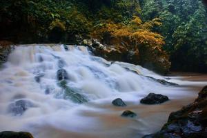 die schönheit einer sehr natürlichen wasserfalllandschaft namens goa rang reng wasserfall in gianyar bali. foto