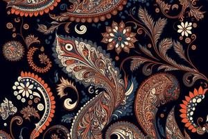 Paisley nahtloses Vektormuster, Vintage-Hintergrund im Batik-Stil foto