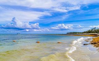 tropischer karibischer strand klares türkisfarbenes wasser playa del carmen mexiko. foto