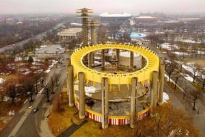 Queens New York 10. März 2019 Der New York State Pavilion ist ein Überbleibsel der Weltausstellung von 1964 im Flushing Meadowscorona Park foto