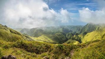 Mount Pelee grüner Vulkan Hangpanorama, Martinique, französisches überseeisches Departement foto