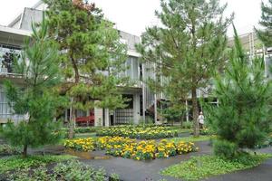 Blumenmuseum, naturbelassene Gartenlandschaft mit verschiedenen Blumen und Pflanzen foto