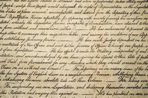 Unabhängigkeitserklärung vom 4. Juli 1776 aus nächster Nähe foto