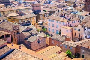 schöne aussicht vom dach alter alter gebäude mit roten dächern in lucca, italien foto