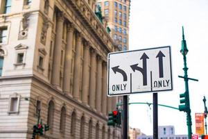 Zeiger auf dem Weg zu den Straßen in New York City foto