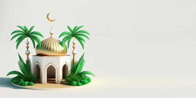 goldene 3d-moscheenillustration für islamisches banner foto