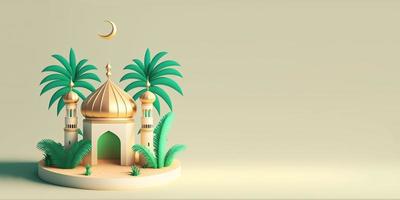 eid al-fitr hintergrund mit 3d-moscheenillustration foto