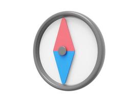 Cartoon-Kompass, Navigation, Peilung. 3D-Rendering. Symbol auf weißem Hintergrund. foto