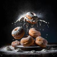 Donuts auf weißem Hintergrund, perfekt für Werbung, Verpackung, Menüs, Kochbücher. Hervorheben von Texturen und Details, Aufnahme von oben, hochauflösend, geeignet für Druck, Poster, Banner und mehr foto