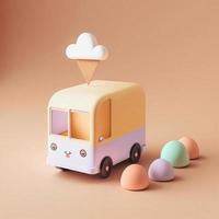 Der skurrile 3D-Lieferwagen-Icon-Charakter ist perfekt für Logistik- und Transportprojekte foto