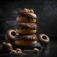 Donuts auf weißem Hintergrund, perfekt für Werbung, Verpackung, Menüs, Kochbücher. Hervorheben von Texturen und Details, Aufnahme von oben, hochauflösend, geeignet für Druck, Poster, Banner und mehr foto