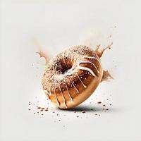 Donuts auf weißem Hintergrund, perfekt für Werbung, Verpackung, Menüs, Kochbücher. Hervorheben von Texturen und Details, Aufnahme von oben, hochauflösend, geeignet für Druck, Poster, Banner und mehr foto