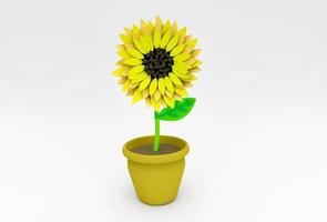 schöne Sonnenblume 3D-Illustration minimale Wiedergabe auf weißem Hintergrund. foto