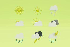 Cloud-Wetter-Icon-Set 3D-Illustration Minimale 3D-Darstellung. foto