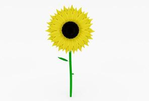 schöne Sonnenblume 3D-Illustration minimale Wiedergabe auf weißem Hintergrund. foto