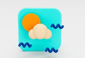 Cloud-Wetter-Symbol 3D-Illustration Minimale 3D-Darstellung. foto