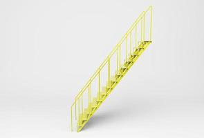 Treppe 3D-Darstellung minimales Rendering auf weißem Hintergrund. foto