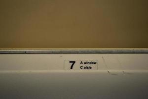 Nummernzeichen für Flugzeugsitze foto