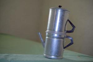 Vintage metallische Kaffeemaschine aus Neapel Italien foto