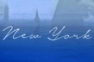 new york schriftzug auf blau foto