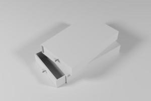 leere White-Box-Verpackung für die Markenpräsentation auf 3D-Rendering foto