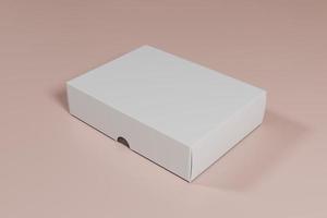 Rechteckige White-Box-Verpackung auf 3D-Rendering, 3D-Illustration foto