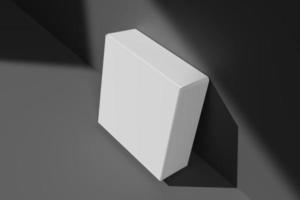 weiße rechteckige Kartonverpackung auf 3D-Rendering foto