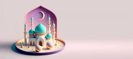 digitale illustration der moschee für das banner der islamischen feier des ramadan foto