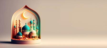 moschee 3d illustration für eid islamischen ramadan hintergrund mit kopierraum foto