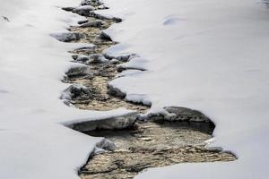 Nebenfluss im Schneehintergrund foto