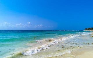 tropischer karibischer strand klares türkisfarbenes wasser playa del carmen mexiko. foto