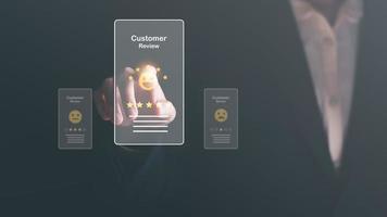 Kundenservice- und Zufriedenheitskonzept, Servicezufriedenheit, sehr beeindruckende Bewertung, Bewertung und Prüfung, Kunden wählen das 5-Sterne-Symbol, das die höchste Qualität bei Produkten und Dienstleistungen darstellt. foto