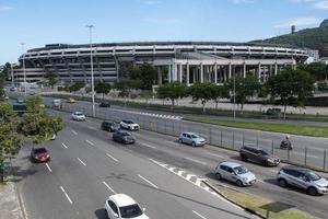 Rio, Brasilien, 3. Januar 2023, Blick von der Av. rei pele vor dem maracana-stadion, das den verkehr zeigt foto