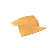 quadratisches Stück Cheddar-Käse isoliert auf weißem Hintergrund foto