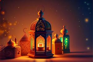 3D-Darstellung einer Laterne für Ramadan Kareem foto