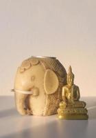 Goldbuddha mit einem Elefanten foto